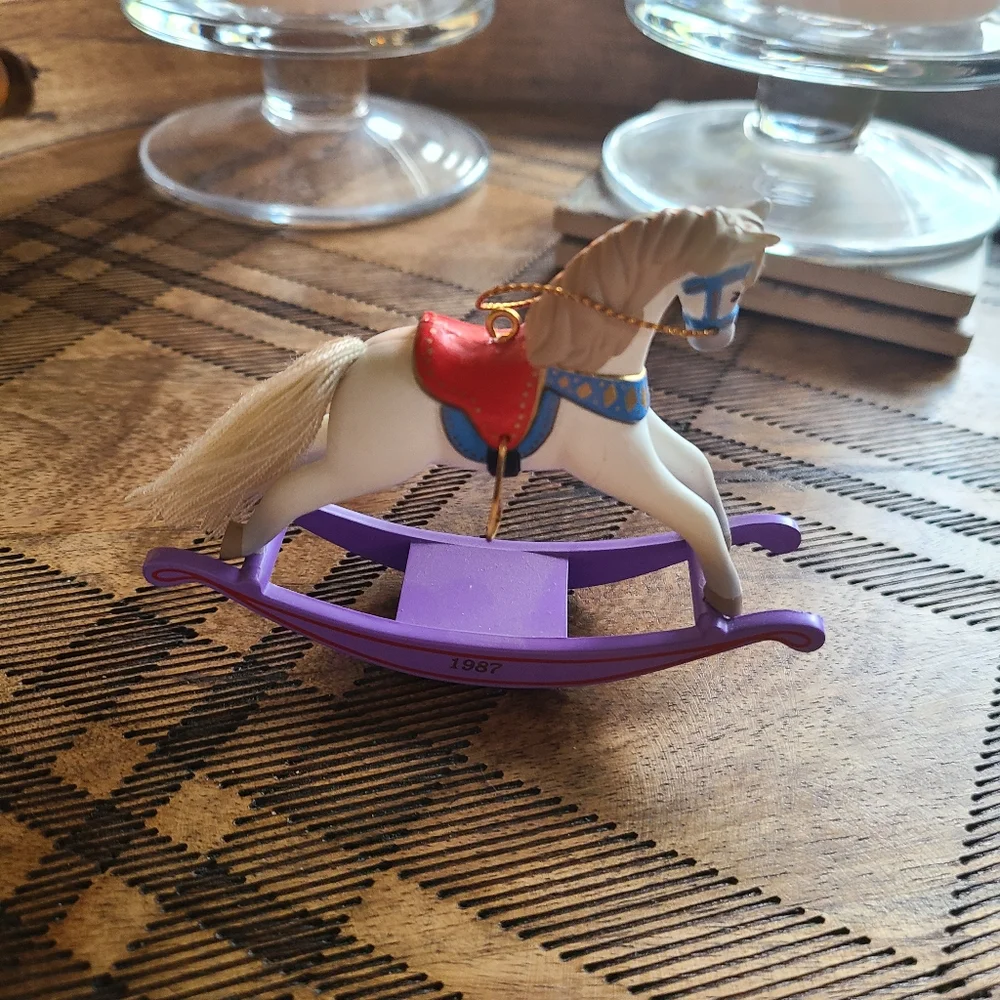 Hallmark 1987 rocking horse ornament with box